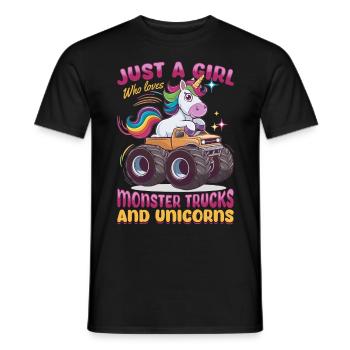 Cute Monster Truck Unicorn Rainbows - Männer T-Shirt - Schwarz - Vorne - AI Model Male 178 light (178cm)