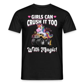 Cute Monster Truck Unicorn Rainbows - Männer T-Shirt - Schwarz - Vorne - AI Model Male 178 light (178cm)
