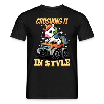 Cute Monster Truck Unicorn Rainbows - Männer T-Shirt - Schwarz - Vorne - AI Model Male 178 light (178cm)