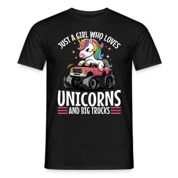 Cute Monster Truck Unicorn Rainbows - Männer T-Shirt - Schwarz - Vorne - AI Model Male 178 light (178cm)