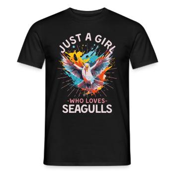 Colorful Seagull Paint Splash Saying for Women - Men's T-Shirt - black - Front - AI Model Male 178 light (178cm)
