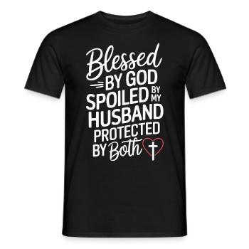 by God by my husband - Men's T-Shirt - black - Front - AI Model Male 178 light (178cm)