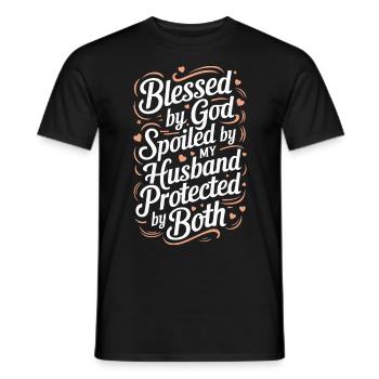 by God by my husband - Men's T-Shirt - black - Front - AI Model Male 178 light (178cm)