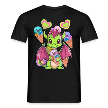 Glace Glace Crème Enfants Enfant Dragon Dragon - T-shirt homme - noir - Devant - AI Model Male 178 light (178cm)