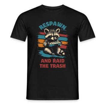 Raccoon Gaming Video Games Gamer - Men's T-Shirt - black - Front - AI Model Male 178 light (178cm)