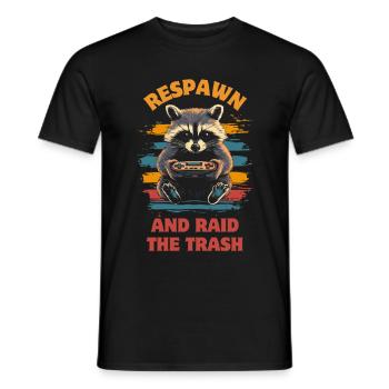 Raccoon Gaming Video Games Gamer - Men's T-Shirt - black - Front - AI Model Male 178 light (178cm)