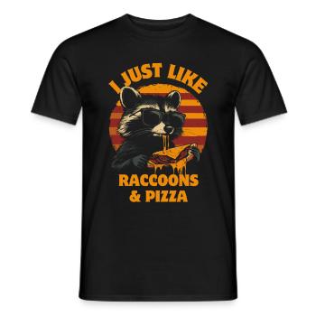 raton laveur avec des lunettes de soleil mangeant de la pizza vintage - T-shirt homme - noir - Devant - AI Model Male 178 light (178cm)