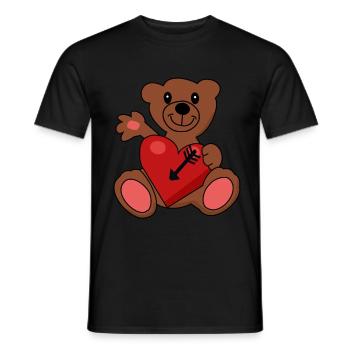 Teddy Ours en peluche Valentine Arrow Coeur - T-shirt homme - noir - Devant - AI Model Male 178 light (178cm)