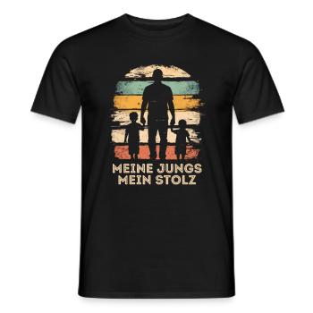 Father with two sons vintage Father's Day - Men's T-Shirt - black - Front - AI Model Male 178 light (178cm)