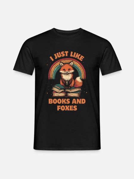 Süßer Fuchs mit Bücher - Männer T-Shirt - Schwarz