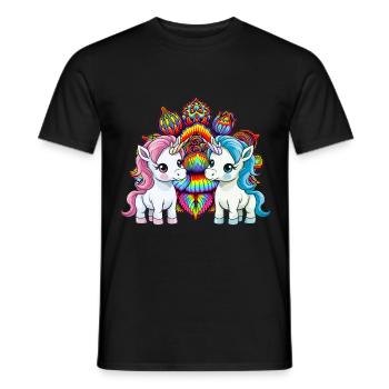 indian unicorn unicorns india mythical animals hippie - Men's T-Shirt - black - Front - AI Model Male 178 light (178cm)