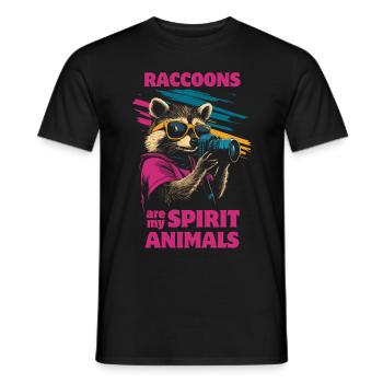 Waschbär mit Sonnenbrille und Kamera - Männer T-Shirt - Schwarz - Vorne - AI Model Male 178 light (178cm)