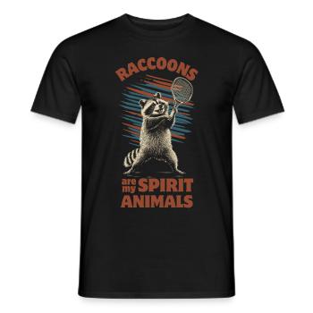 Raton laveur jouant au tennis - T-shirt homme - noir - Devant - AI Model Male 178 light (178cm)