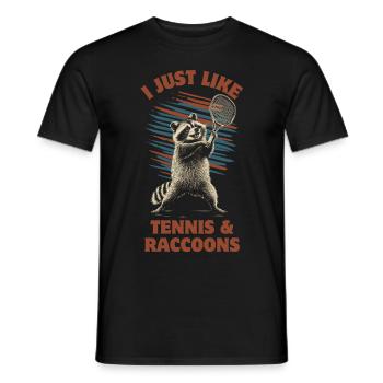 Raton laveur jouant au tennis - T-shirt homme - noir - Devant - AI Model Male 178 light (178cm)