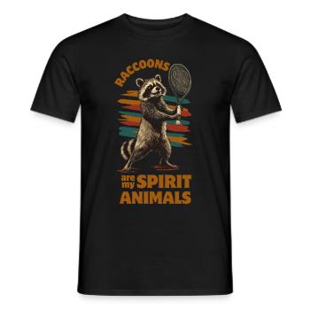 Raton laveur jouant au tennis - T-shirt homme - noir - Devant - AI Model Male 178 light (178cm)