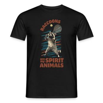 Raton laveur jouant au tennis - T-shirt homme - noir - Devant - AI Model Male 178 light (178cm)