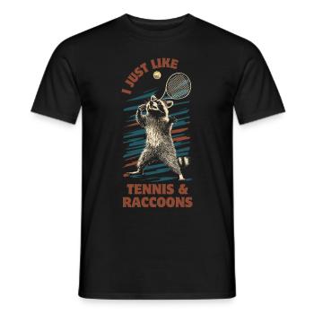 raton laveur tennis dicton drôle - T-shirt homme - noir - Devant - AI Model Male 178 light (178cm)