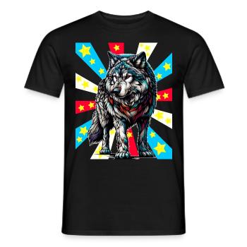 Tattoo Wolf Wolves - Men's T-Shirt - black - Front - AI Model Male 178 light (178cm)