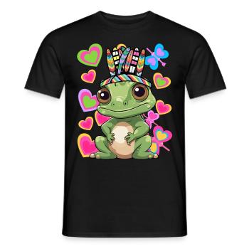 Hippie Frog Frogs Kids Child Baby - Men's T-Shirt - black - Front - AI Model Male 178 light (178cm)