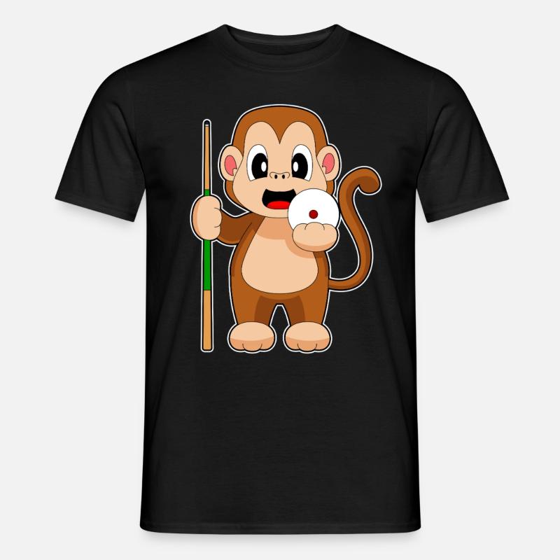 Affe Billiard Queue - Männer T-Shirt - Schwarz