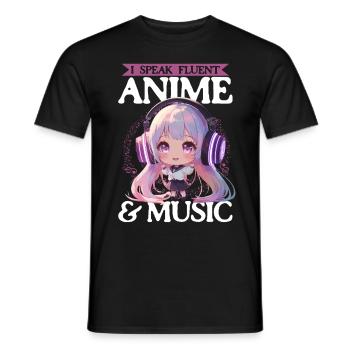 Anime & Music Kawaii - Men's T-Shirt - black - Front - AI Model Male 178 light (178cm)