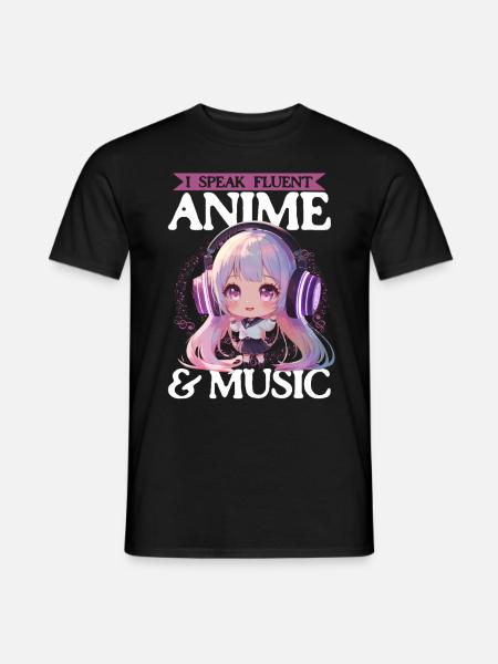 Anime ja musiikki Kawaii - Miesten T-paita - musta