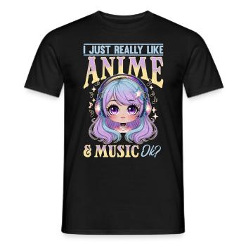Anime & Music Kawaii - Men's T-Shirt - black - Front - AI Model Male 178 light (178cm)