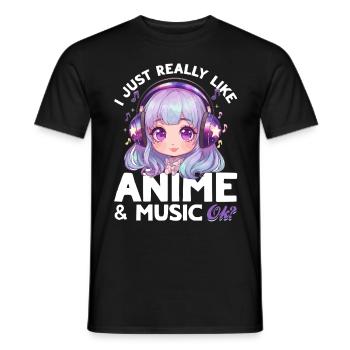 Anime & Music Kawaii - Men's T-Shirt - black - Front - AI Model Male 178 light (178cm)