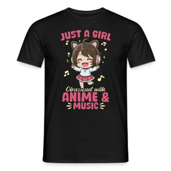 Anime & Music Kawaii - Men's T-Shirt - black - Front - AI Model Male 178 light (178cm)