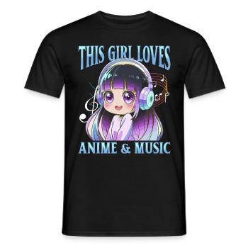 Anime & Music Kawaii - Men's T-Shirt - black - Front - AI Model Male 178 light (178cm)