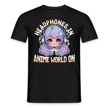 Anime & Music Kawaii - Men's T-Shirt - black - Front - AI Model Male 178 light (178cm)