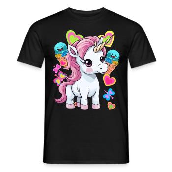 Eis Eiscrem Kinder Kind Sommer Einhorn Baby - Männer T-Shirt - Schwarz - Vorne - AI Model Male 178 light (178cm)