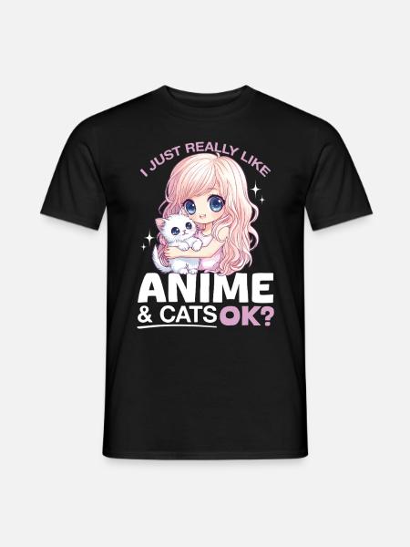 Anime & Chats Kawaii - T-shirt homme - noir