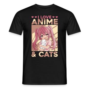 Anime & Chats Kawaii - T-shirt homme - noir - Devant - AI Model Male 178 light (178cm)