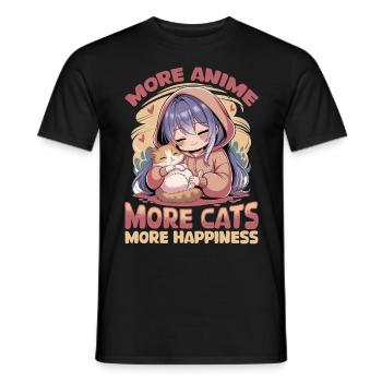 Anime & Chats Kawaii - T-shirt homme - noir - Devant - AI Model Male 178 light (178cm)