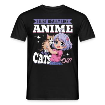 Anime & Chats Kawaii - T-shirt homme - noir - Devant - AI Model Male 178 light (178cm)
