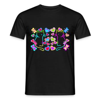 Cats Cat Retro 80s 90s Vintage Kids - Men's T-Shirt - black - Front - AI Model Male 178 light (178cm)