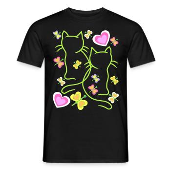 Enfants Enfant Printemps Chats Chat Chaton - T-shirt homme - noir - Devant - AI Model Male 178 light (178cm)