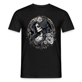 Ästhetische La Catrina - Männer T-Shirt - Schwarz - Vorne - AI Model Male 178 light (178cm)