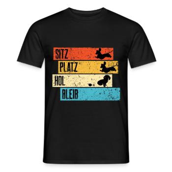 Retro dachshund dachshund dachshund joke - Men's T-Shirt - black - Front - AI Model Male 178 light (178cm)