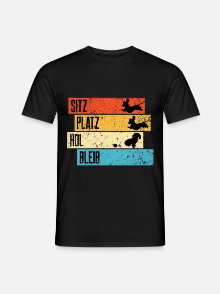Retro Dackel Dachshund Teckel Witz - Männer T-Shirt - Schwarz