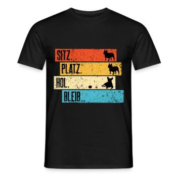 Französische Bulldogge retro - Männer T-Shirt - Schwarz - Vorne - AI Model Male 178 light (178cm)