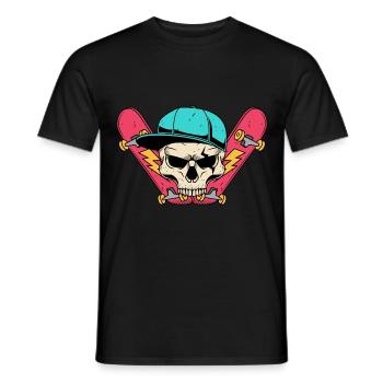 Skater Skateboard Skull with Cap Design - Men's T-Shirt - black - Front - AI Model Male 178 light (178cm)