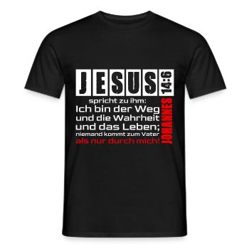 Jesus Christus Shirt Ich bin der Weg... Joh. 14:6 - Männer T-Shirt - Schwarz - Vorne - AI Model Male 178 light (178cm)