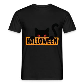 t-shirt halloween chat - T-shirt homme - noir - Devant - AI Model Male 178 light (178cm)