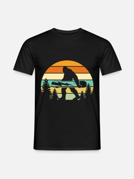 Snowboard Yeti – Bigfoot in retro style - Men's T-Shirt - black