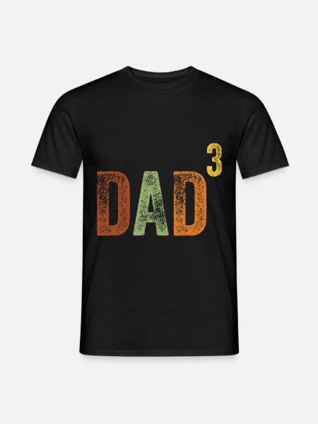 Dad Hoch Drei - Vater Drei Kinder Retro Vatertag - Männer T-Shirt - Schwarz
