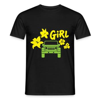 Frau mit Geländewagen - Männer T-Shirt - Schwarz - Vorne - AI Model Male 178 light (178cm)