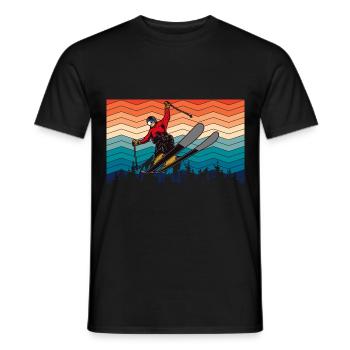 Vintage Sonne und Sking - (SK) - Männer T-Shirt - Schwarz - Vorne - AI Model Male 178 light (178cm)