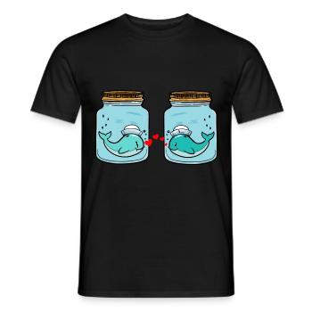 Baleine Poissons Amour Rupture Chagrin D’amour Larmes - T-shirt homme - noir - Devant - AI Model Male 178 light (178cm)